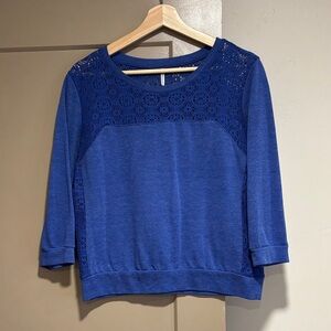 Tresics Blue Sweater with Lace Accent